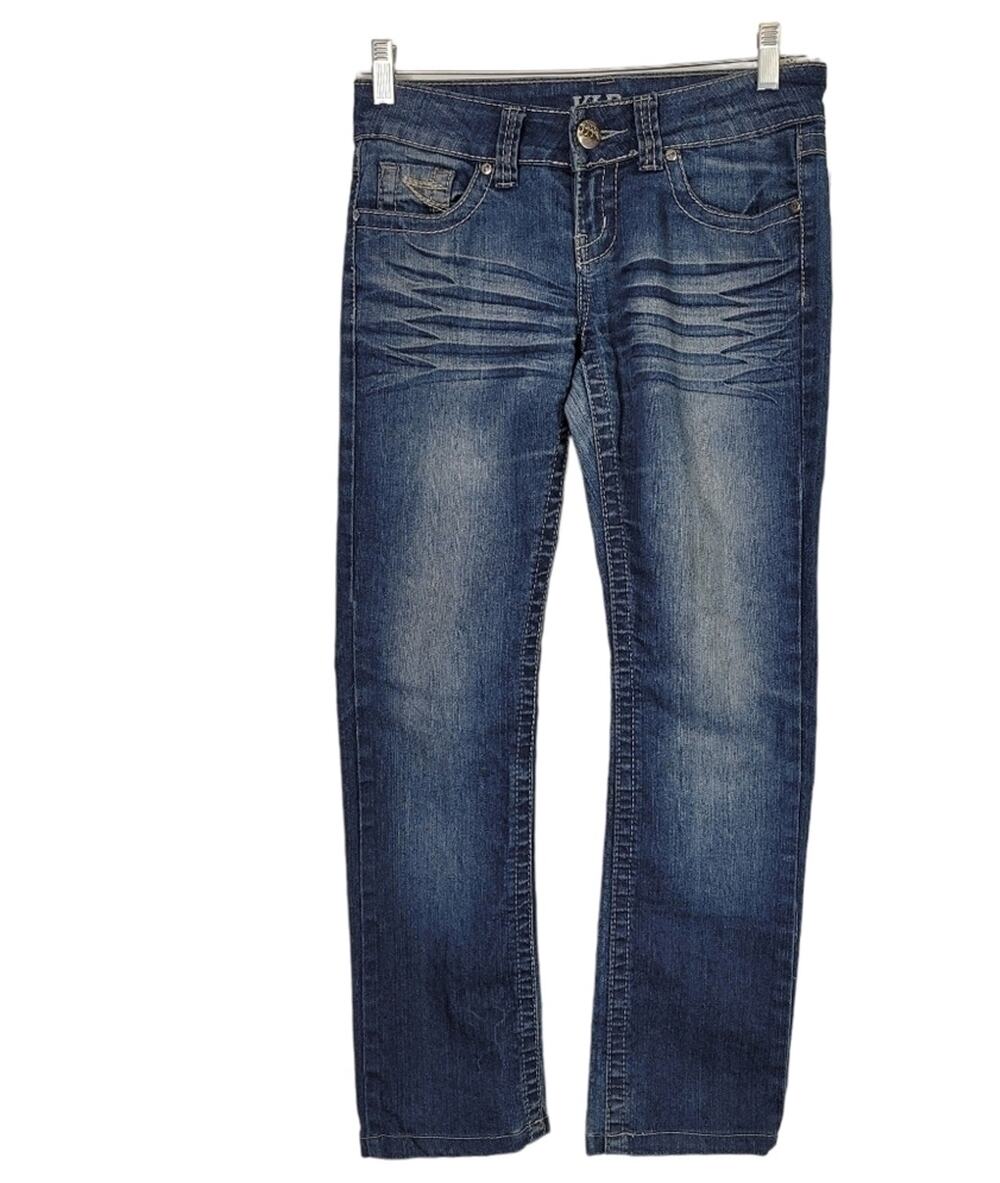 VIP Denim SZ 5/6 Regular Denim Jeans Straight Leg Ankle Stretch Low Rise